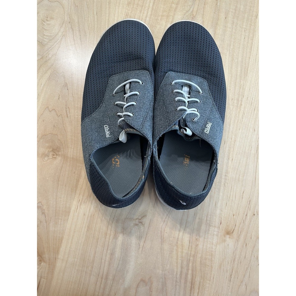 Olukai Nohea Moku Shoes Mens Size 10.5 Gray Boat Slip On Comfort Bungee Lace